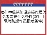 喀什中级消防设施操作员怎么考需要什么条件(喀什中级消防操作员报考条件)