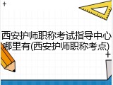 西安护师职称考试指导中心哪里有(西安护师职称考点)