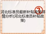 河北标准员最新补贴政策详情分析(河北标准员补贴政策)