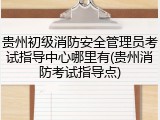 贵州初级消防安全管理员考试指导中心哪里有(贵州消防考试指导点)