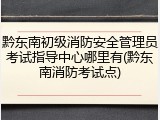 黔东南初级消防安全管理员考试指导中心哪里有(黔东南消防考试点)