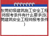 东莞初级建筑施工安全工程师报考条件有什么要求(东莞建筑安全工程师报考条件)