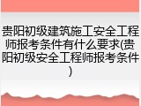 贵阳初级建筑施工安全工程师报考条件有什么要求(贵阳初级安全工程师报考条件)