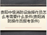 贵阳中级消防设施操作员怎么考需要什么条件(贵阳消防操作员报考条件)