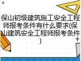 保山初级建筑施工安全工程师报考条件有什么要求(保山建筑安全工程师报考条件)