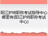 阳江护师职称考试指导中心哪里有(阳江护师职称考试中心)