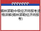 锡林郭勒中级经济师报考资格详解(锡林郭勒经济师报考)
