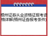 梧州证券从业资格证报考资格详解(梧州证券报考条件)