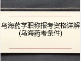 乌海药学职称报考资格详解(乌海药考条件)