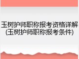 玉树护师职称报考资格详解(玉树护师职称报考条件)