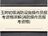 玉树初级消防设施操作员报考资格详解(消防操作员报考资格)