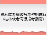 桂林软考高级报考资格详解(桂林软考高级报考指南)