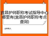 宜昌护师职称考试指导中心哪里有(宜昌护师职称考点查询)