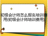 初级会计师怎么报名培训费用(初级会计师培训费用)