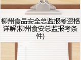柳州食品安全总监报考资格详解(柳州食安总监报考条件)