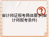 审计师证报考具体要求(审计师报考条件)