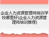 企业人力资源管理师培训学校哪里好(企业人力资源管理师培训推荐)