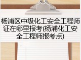 杨浦区中级化工安全工程师证在哪里报考(杨浦化工安全工程师报考点)