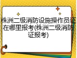 株洲二级消防设施操作员证在哪里报考(株洲二级消防证报考)