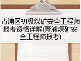 青浦区初级煤矿安全工程师报考资格详解(青浦煤矿安全工程师报考)