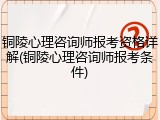 铜陵心理咨询师报考资格详解(铜陵心理咨询师报考条件)