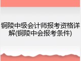 铜陵中级会计师报考资格详解(铜陵中会报考条件)