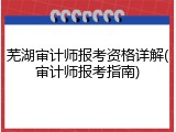 芜湖审计师报考资格详解(审计师报考指南)