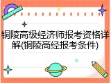 铜陵高级经济师报考资格详解(铜陵高经报考条件)