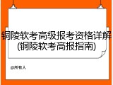 铜陵软考高级报考资格详解(铜陵软考高报指南)