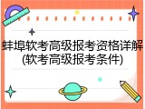 蚌埠软考高级报考资格详解(软考高级报考条件)