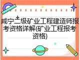 咸宁二级矿业工程建造师报考资格详解(矿业工程报考资格)