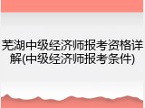 芜湖中级经济师报考资格详解(中级经济师报考条件)