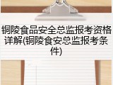 铜陵食品安全总监报考资格详解(铜陵食安总监报考条件)