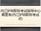 内江护师职称考试指导中心哪里有(内江护师职称考试点)
