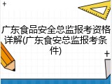 广东食品安全总监报考资格详解(广东食安总监报考条件)