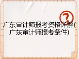 广东审计师报考资格详解(广东审计师报考条件)