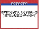 湘西软考高级报考资格详解(湘西软考高级报考条件)