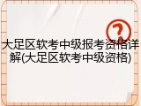 大足区软考中级报考资格详解(大足区软考中级资格)