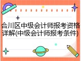 合川区中级会计师报考资格详解(中级会计师报考条件)
