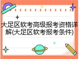 大足区软考高级报考资格详解(大足区软考报考条件)