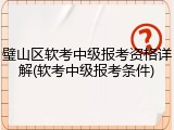 璧山区软考中级报考资格详解(软考中级报考条件)
