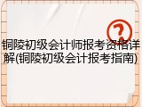 铜陵初级会计师报考资格详解(铜陵初级会计报考指南)