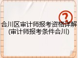 合川区审计师报考资格详解(审计师报考条件合川)