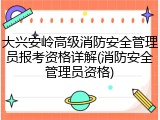 大兴安岭高级消防安全管理员报考资格详解(消防安全管理员资格)