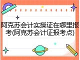 阿克苏会计实操证在哪里报考(阿克苏会计证报考点)