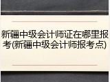 新疆中级会计师证在哪里报考(新疆中级会计师报考点)