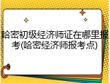 哈密初级经济师证在哪里报考(哈密经济师报考点)