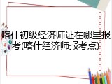 喀什初级经济师证在哪里报考(喀什经济师报考点)