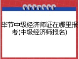 毕节中级经济师证在哪里报考(中级经济师报名)