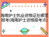 海南护士执业资格证在哪里报考(海南护士资格报考点)